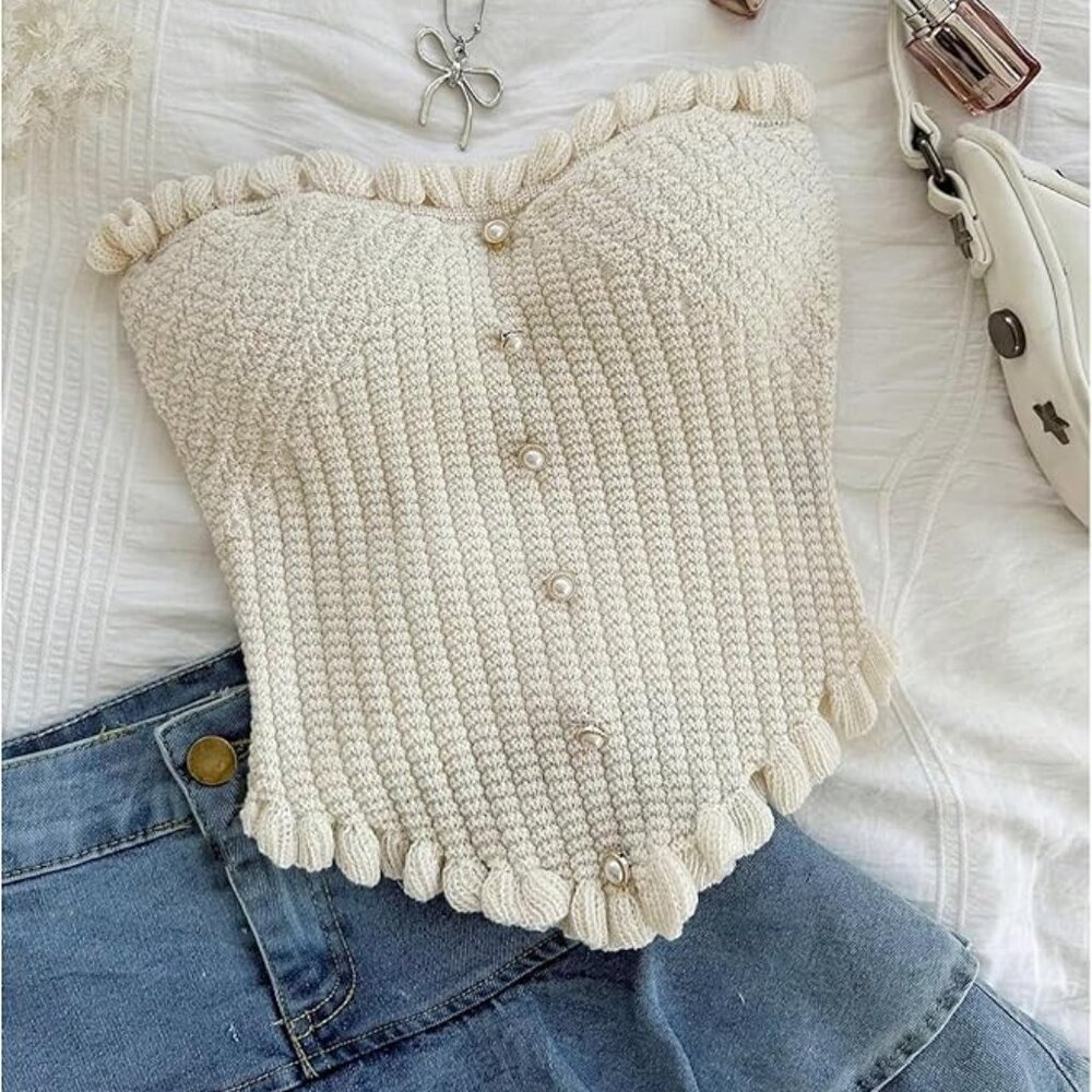 Women's Strapless Bandeau Crop Top